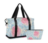 Golden Shining Retro Vintage Roses Borsa Tote Bag Weekender/Pernottamento Duffel con Cinghia Regolabile per Palestra Impermeabile, Oro splendente retrò vintage rose, 1 size