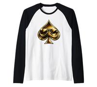 Golden Spade Sunglasses Poker Casino Lucky Symbol Maglia con Maniche Raglan
