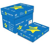 Golden Star Carta Premium A4 75gr - Confezione da 5 risme da 500 Fogli l'una - tot. 2500 fogli - ideale per tutte le Stampanti e Fotocopiatrici da ufficio e casa - bianca