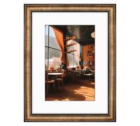 Golden State Art, cornice nera con bordi dorati 12 x 16 - Tappetino bianco per foto 8 x 12 - stile vintage antico - finitura spazzolata - montaggio a parete - Ritratto/Paesaggio - vetro temperato