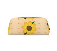 Golden Sunflower - Custodia in pelle leggera portatile con cerniera, 20,5 x 5,5 x 8 cm, per ufficio, viaggi, trucchi, Argento, Taglia unica, Portamonete