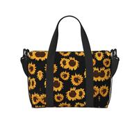 Golden Sunflowers Travel Duffel Bag Carry On Tote Bags For Men, Weekender Pernottamento Bag,Sport Tote Gym Bag, nero, Taglia unica