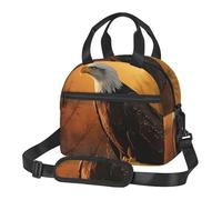 Golden Sunset Bald Eagle - Borsa per il pranzo per uomini e donne, grande capacità, riutilizzabile, isolata, con tracolla regolabile, per adulti