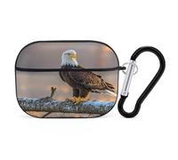 Golden Sunset Bald Eagle - Custodia protettiva antiurto per Airpods Pro, con moschettone, anti-caduta, per Airpods Pro di seconda generazione, colore: nero