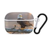 Golden Sunset Bald Eagle - Custodia protettiva antiurto per Airpods Pro, con moschettone, anti-caduta, per Airpods Pro di seconda generazione, colore: bianco