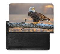 Golden Sunset Bald Eagle Porta passaporto per donne e uomini in pelle PU custodia per passaporto custodia per viaggio minimalista sottile tasca frontale portafoglio porta carte di credito organizer