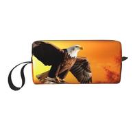 Golden Sunset Bald Eagle Print Makeup Bag Cosmetic Bag Portable Waterproof Storage Bag Travel Toiletry Organizer Bag per le donne, bianco, Taglia unica