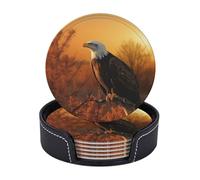 Golden Sunset Bald Eagle Set di 6 sottobicchieri con supporto in pelle sottobicchieri protezione da tavolo tappetino per tazza per bar decorazione tazza pad per tavolino da caffè cucina sala da pranzo