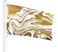 Golden Swirl Flag 4x6 FT Marmo giapponese Spazzola in oro bianco Bandiere per esterni Grandi striscioni per cortile di benvenuto Giardino domestico Cortile Prato Decor