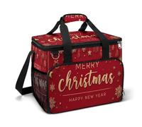 Golden Text Merry Christmas Happy New Year Camping Cooler Bag isolato Beach Coolers Portable Leak Proof Borse con tracolla