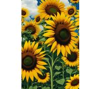 Golden Thoughts Notebook - 150 Lined Pages, 6 x 9 Sunflower Journal: A Cheery Flower Diary Perfect for Home, Work, and School