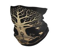Golden Tree with Mythical Creatures And Birds Design Uomo Donna Headwrap Elastico Protezione del Viso Stampato Sciarpa A Mezza Faccia per Arrampicata Escursionismo Adulto