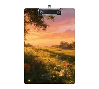 Golden Twilight Fields - Tavoletta portablocco in acrilico, formato A4, formato lettera, standard con clip in metallo, porta documenti da appendere per insegnanti, assistenti sociali, forniture per