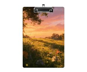 Golden Twilight Fields - Tavoletta portablocco in acrilico, formato A4, formato lettera, standard con clip in metallo, porta documenti da appendere per insegnanti, assistenti sociali, forniture per