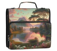 Golden Valley Tranquil Twilight 3,8 cm raccoglitori 3 anelli resistente zip up raccoglitore organizzatore scuola raccoglitore borsa con tracolla custodia portafoglio con manico