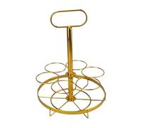 Golden Wine Rack, 6-Bottle Soda Organizer, Elegant Metal Hand Basket, 8.66x8.66x11.81 inches Stylish Drink Display Stand for Home, Restaurants, Bars & Events, Livingroom