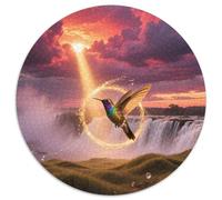Golden-winged Hummingbird 1000 Pezzi Puzzle Circolare Difficoltà Equilibrata Per Tutte Le Generazioni Rafforzamento Logico Bird Decorazione Tavolino Da Caffè Appeso A Parete 1000pcs (67.5x67.5cm)