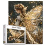 Golden Wings Girl Jigsaw Puzzle 1000 pezzi per adulti, puzzle gotico con fata angelo, puzzle per impegnativi giochi di attività familiari 68,6 x 50,8 cm, puzzle fai da te per decorazioni domestiche