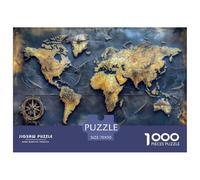 Golden World Map Art Pezzi Adattamento Sicuro Scelta Regalo Perfetta Per Compleanni, Anniversari E Occasioni Speciali 70x50cm/1000pcs