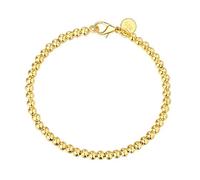 Goldenchen Bracciale con perline rotonde in oro rosa 18 carati da 4 mm, 20 cm, placcato in oro rosa, 20 cm, Placcato in oro