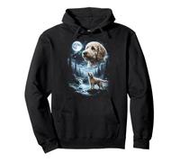 Goldendoodle - Cagnolino retrò Anni '90 Che Ulula alla Luna Felpa con Cappuccio