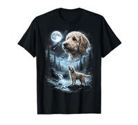 Goldendoodle - Cagnolino retrò Anni '90 Che Ulula alla Luna Maglietta