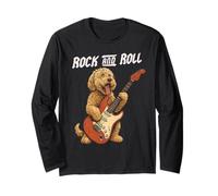 Goldendoodle Che Suona la Chitarra Rock And Roll Amante dei Cani Maglia a Manica