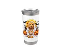 Goldendoodle Ghost and Boba Cute Halloween Dog Humor Bicchiere termico in acciaio inox doppia parete