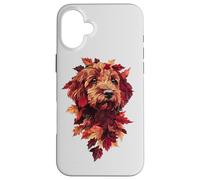 Goldendoodle Labradoodle autunno foglie autunno cane scarabocchio mamma Custodia per iPhone 16 Plus