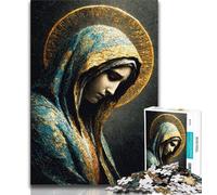 Goldene Jungfrau Maria Puzzles für Erwachsene und Teenager, lustige Familienspiele, ideal als Geschenk für die ganze Familie, 38x26cm