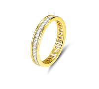 Goldene Ringe Damen, Promise Ring Beste Freundin 3,3 mm Breiter Ewigkeitsring mit 1 X 2 mm Großem Rechteckigen Moissanit 9K Gelbgold Größe 45 (14.3)