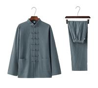GoldeneAmeisen Uniforme da Tai Chi in Cotone e Lino,Unisex Kung Fu e Arti Marziali Uniforme,Abbigliamento per Meditazione e Qigong,Set da Uomo Tang Suit,Largo E Comodo,per Esercizi Mattutini,Kung Fu