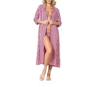 Goldenpoint Donna Copricostume Estivo Circus - Maxi Chemisier Lungo con Maniche 3/4 e Apertura Frontale con Bottoni in Viscosa Fantasia Geometrica Taglia L Colore Multicolor