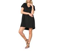 Goldenpoint Donna Copricostume Estivo Tinta Unita - Abito Corto con Maniche Corte e Scollo a V in Cotone Tinta Unita Taglia S Colore Nero