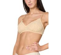 Goldenpoint Donna Intimo - Parte Alta del Completo Intimo - Brassière Senza Ferretto con Imbottitura Removibile Iris Majesty in Pizzo Floreale Taglia 1B Colore Beige