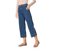 Goldenpoint Donna Jeans Wide Leg Cropped Fit a Vita Media con Bottone Zip a Scomparsa e Passanti per Cintura Taglia L Colore Blu