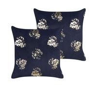 GOLDENROD Set di 2 cuscini Trama di piante Nero 45 x 45 cm Velluto