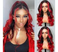 Goldfinch Parrucche per capelli umani rosso Ombre HD parrucche frontali in pizzo ondulato del corpo 180% densità parrucche senza colla Pre pizzicate rosso caldo evidenziare parrucche frontali in pizzo