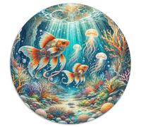 Goldfish 1000 Pezzi Puzzle Giochi Di Puzzle Cute Pets Puzzle Rotondo Giochi Intellettuali Per Adulti E Bambini Puzzle Creativo Giocattolo Antistress Regalo Famiglia (67.5x67.5cm)