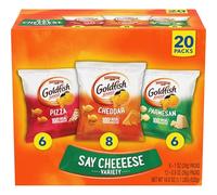 Goldfish Crackers Say Cheeeese Variety Pack con Cheddar, pizza e parmigiano, confezioni snack, 20 ct (533 g)