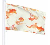 Goldfish Flag Decor 3x5 Ft Cute Fish Pets Luck Beautiful Colorful Cartoon Poliestere Motivo stampato Decorazioni per esterni per case e giardini
