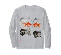Goldfish Japanese Ink Painting Sumi-E Traditional Art Print Maglia a Manica