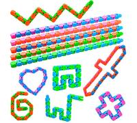 GOLDGE 10PCS 24 Link Wacky Track Toys Snap and Click Fidget Toys Puzzle Finger Toy Ansia Stress Relief Multicolor Snake Chain Puzzle Bomboniere Party Bags Fillers e giocattoli educativi