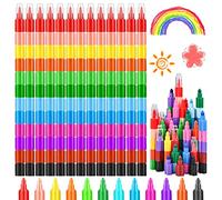 GOLDGE 13 matite colorate impilabili per bambini | 12 colori pastelli a cera, pensierini, regali di compleanno per bambini, pensierini arcobaleno, piccoli regali per bambini