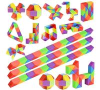 GOLDGE 15 Pack Mini Colorato Serpente Magico, 24 Blocchi Twistable Arcobaleno Cubo Puzzle, Gadget Compleanno per Bambini, Creativi Regalini Fine Festa Compleanno.