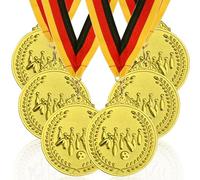 GOLDGE 6 medaglie da bowling per il compleanno dei bambini in lega di zinco 50 mm, con nastro in nylon a tre colori e logo Bowling Bowlen per bambini come ragazzi e bambini