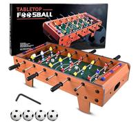 GOLDGE Calcio Balilla, Biliardino in Legno con Gambe da Tavolo, Calcetto da Tavolo per Bambini e Aduti con 4 Palloni da Calcio, 50.5 * 24.5 * 15cm