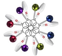 GOLDGE Mini Bowling Portachiavi - 8 Pezzi Bowling Pins e Sfera per Compleanno Bambini, Sport Souvenir, Giocattoli Regalo