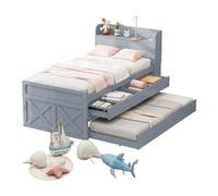 Goldicoo Lettino per bambini in legno, 90 x 190 cm, per ragazze e ragazzi con letto estraibile - Letto singolo con rete a doghe - Letto portaoggetti con cassetti