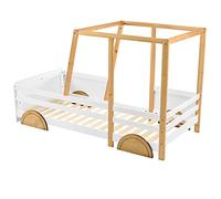 Goldicoo Lettino per bambini, in legno, 90 x 200 cm, per bambini, in legno, con rete a doghe e spazio sotto il letto, colore: bianco